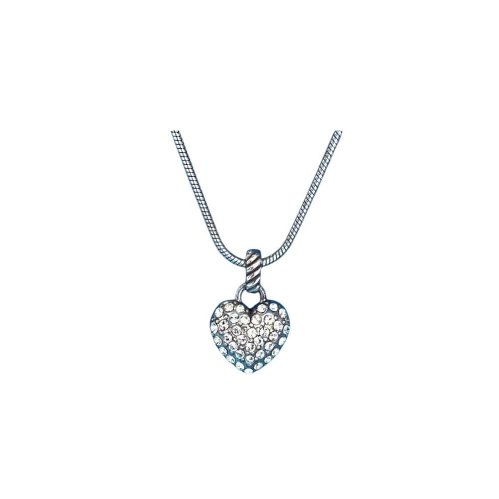 Brighton Silver Heart Pendant Necklace with Clear Rhinestones 2070